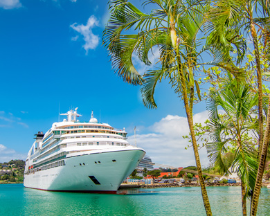 cruise ship experience in tropical ocean beach