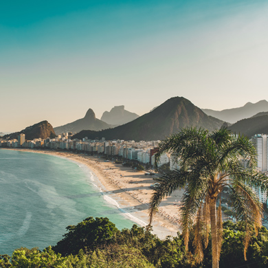 South American beach and cityscape